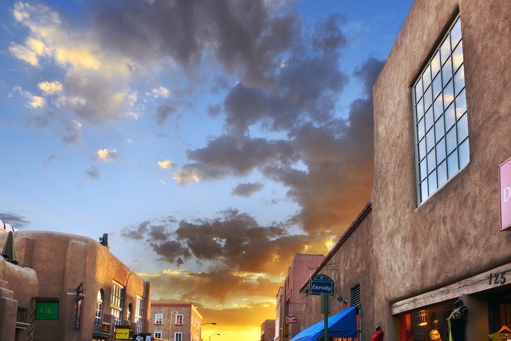 Sunset in downtown Santa Fe, New Mexico
