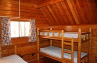 One room camping cabin beds