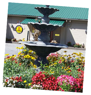 Beautiful Fountain and Flowers