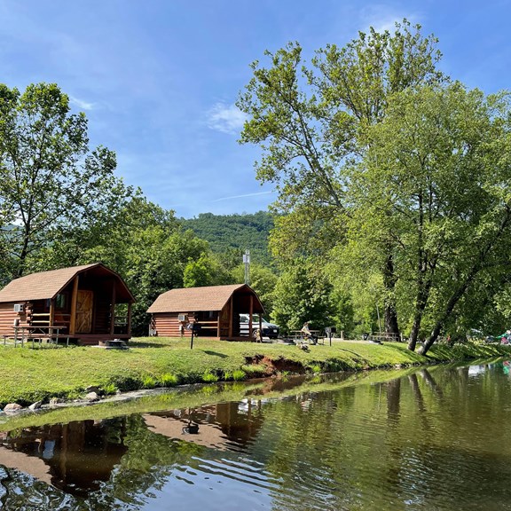 Cabins near the water