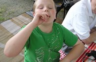 Into his mouth it goes!