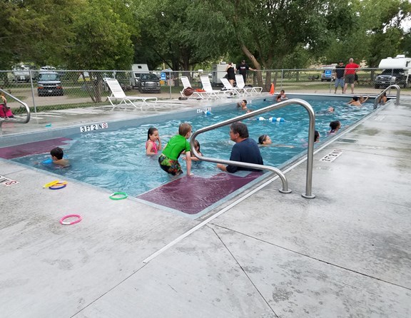 This new pool was installed in the spring of 2017. It stays warm all season with its dark color and night time cover. Open 10 AM until 1/2 hour before store closes.