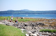 Along the shore.