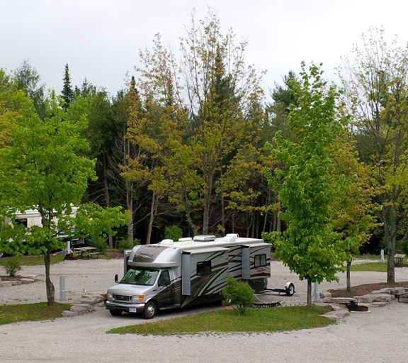 Premium Pull Through Site in Lower Section at Barrie KOA Campground