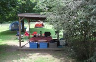 Enjoying Camping - All set up with a shelter