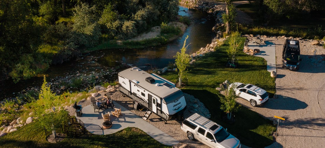 Clear Creek Deluxe Back-in KOA Patio Site 91 and 90