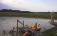 Rubber Rafting in our Pond