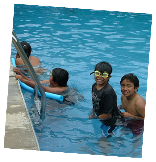 Friends in the pool