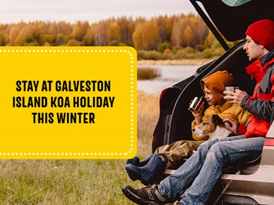 Enjoy one of the best winter vacations in Texas and stay at Galveston Island KOA Holiday.