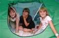 Tenting near a camping kitchen, and the bathrooms and show