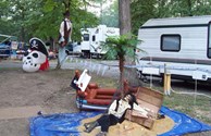 Campers decorate for our Pirate's Party Weekend