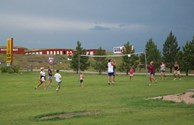 Enjoying a Game of Volleyball