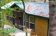 Nature surrounds the 6 person deluxe cabin and their decks