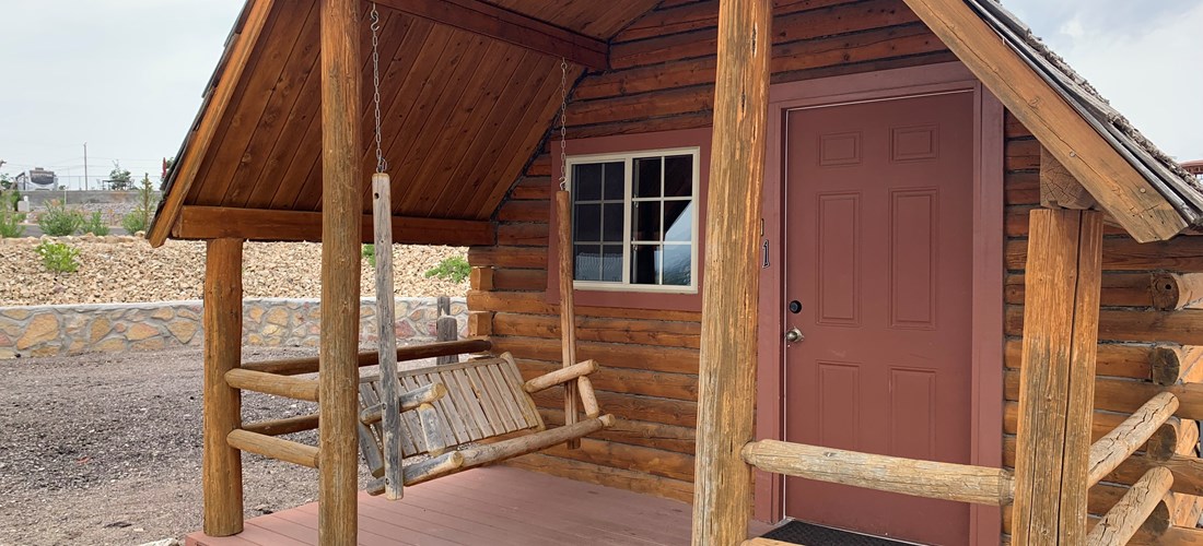 One Room Cabins have Decks with Swings