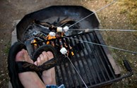 Roasting marshmallows at the campfire