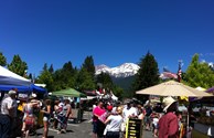 Food Vendors under the shadow of Mt Shasta