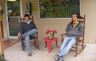 Relax in the rockers in front of our store!