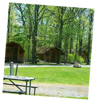 Kamping Kabins near Bathrooms.