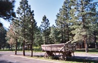 Antique Western wagon by the campstore