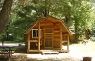Play 'n Stay in a Cedar or Pine Log Camping Cabin including small fridge
