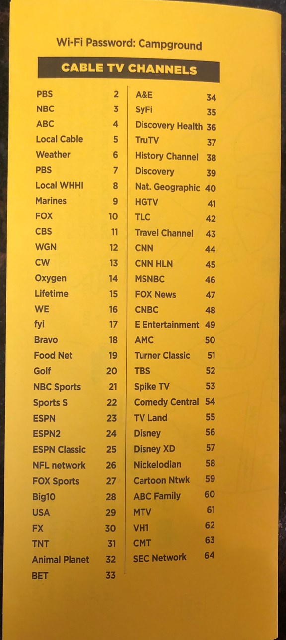 62 Channels of cable