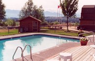 Swimming pool area and hot tub
