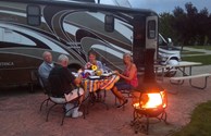 Patio Site at night with fire
