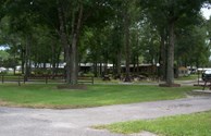 Picnic tables and fire pit