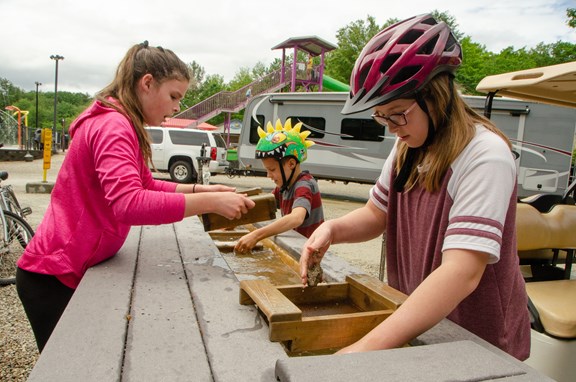 Kids will have tons of fun at our gemstone mining station
