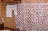 Bathroom inside the 8-person Deluxe Cabin
