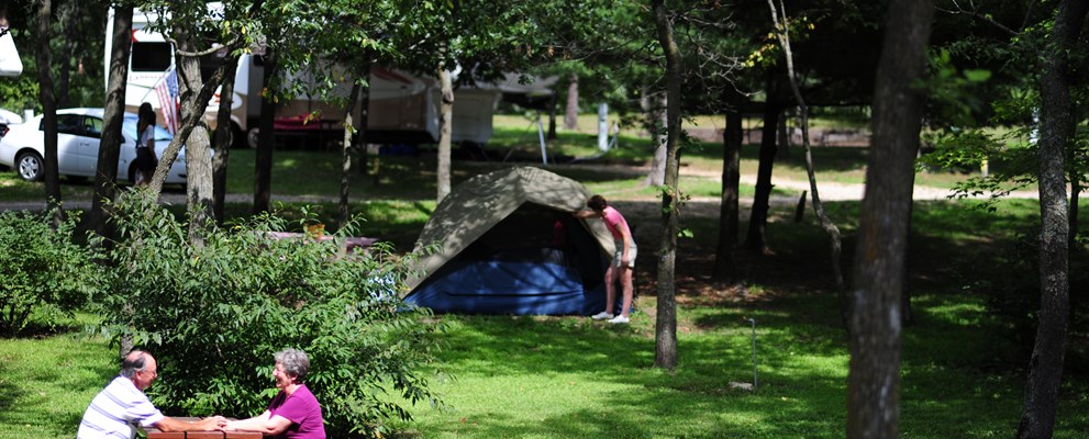 Wisconsin Dells KOA Individual Tent Site with Grass Tent Pad