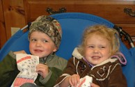 ENJOYING OUR FRESHLY POPPED POPCORN!