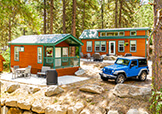 Two cabins and a Jeep