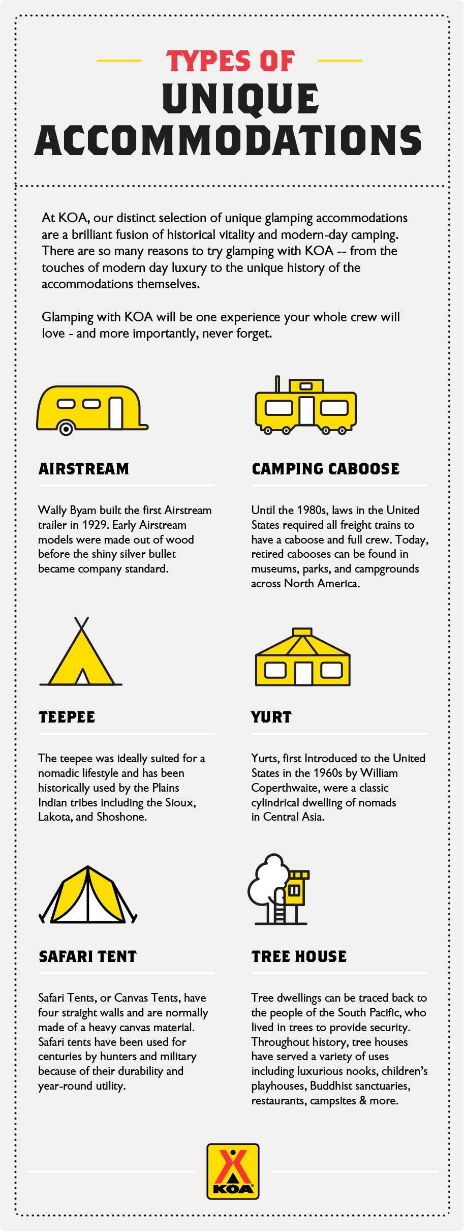 Types of Unique Lodging at Kampgrounds Of America