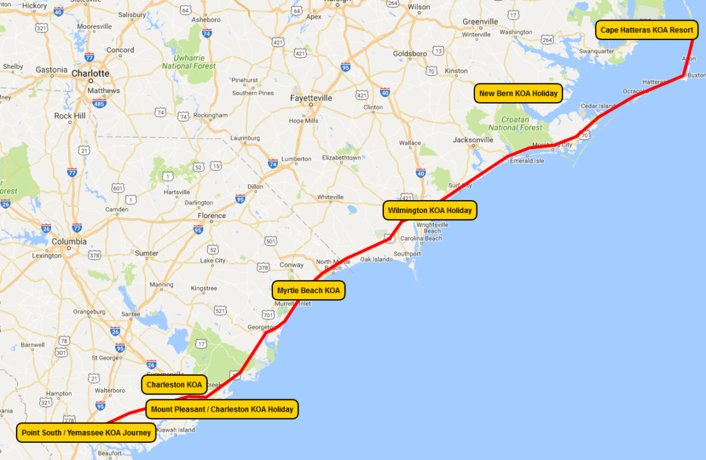 Atlantic Coast Dream Vacation Map