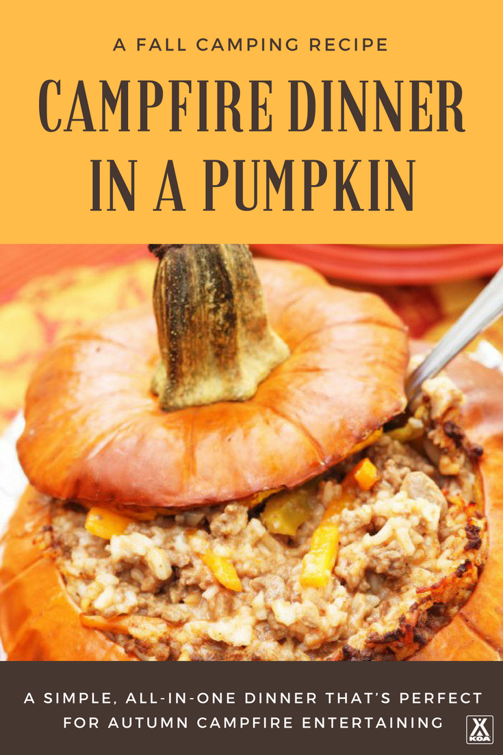 Campfire dinner in a pumpkin is simple, all-in-one dinner that’s perfect for autumn campfire entertaining.