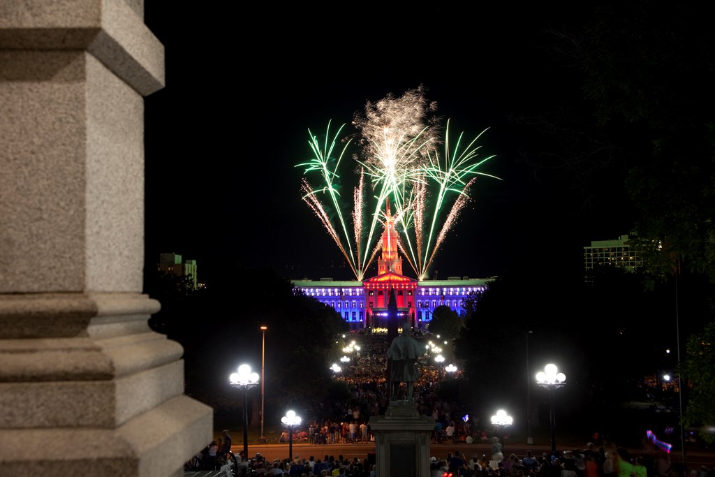 Fireworks at Civic Center Denver Colorado