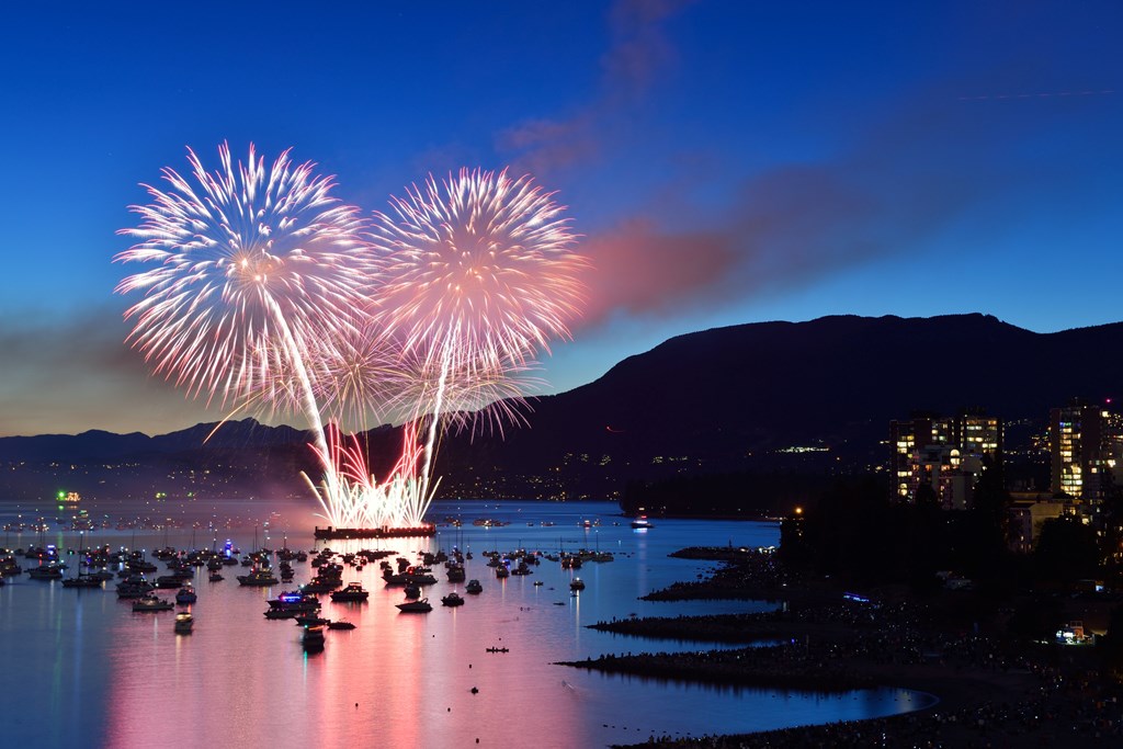Celebration of Lights, fireworks display at English Bay, Vancouver, BC