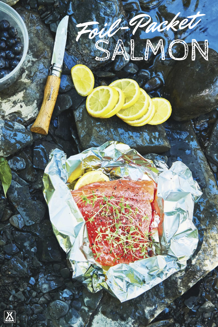 Foil-Packet Salmon with Lemon, Thyme & Blueberry | KOA Camping Blog