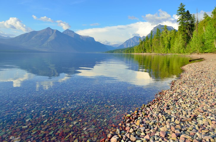 Mountains and McDonald lake in Glacier National Park