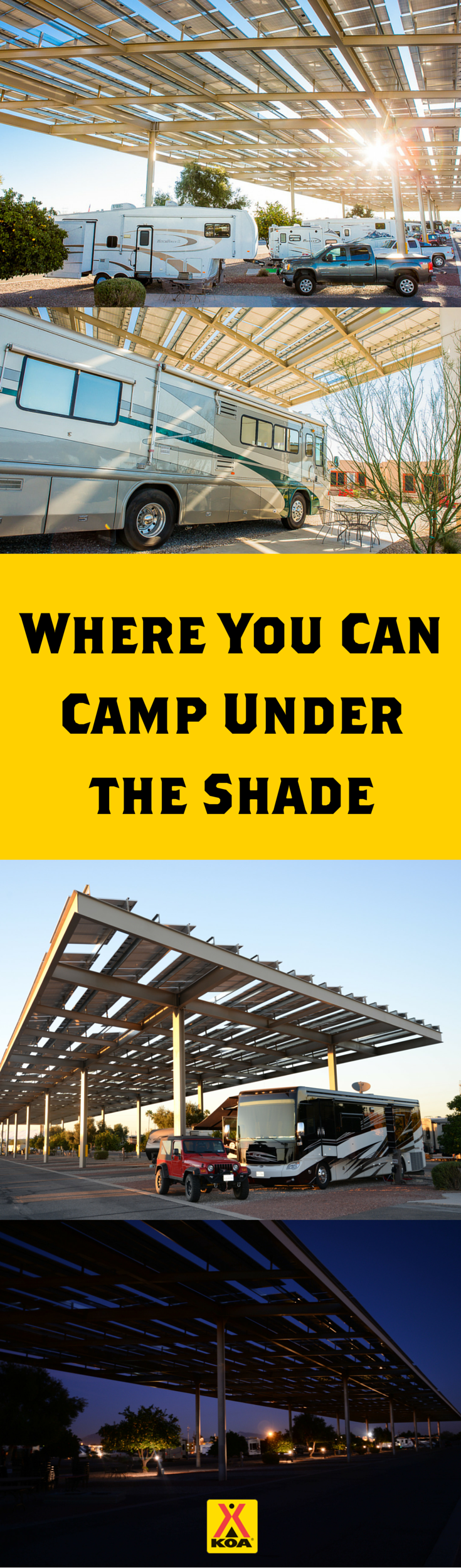 Do you dream about camping in the desert? Here's a campground where you can park your RV under a shade structure.
