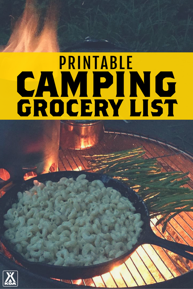 KOA Printable Camping Grocery List