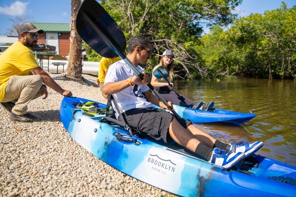 Preparing to kayak at Naples Marco Island KOA Holiday Florida