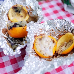 Muffins and Cinnamon Rolls in Oranges Image