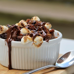 S'more Bread Pudding with Graham Cracker Crumble Image