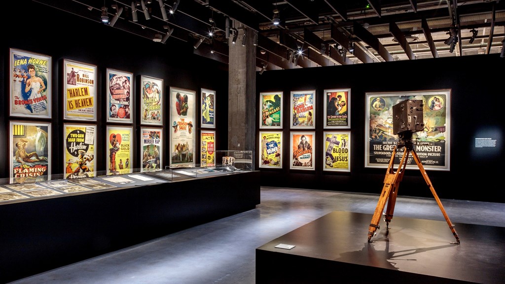 A gallery of vintage movie posters at the Academy Museum of Motion Picture Arts