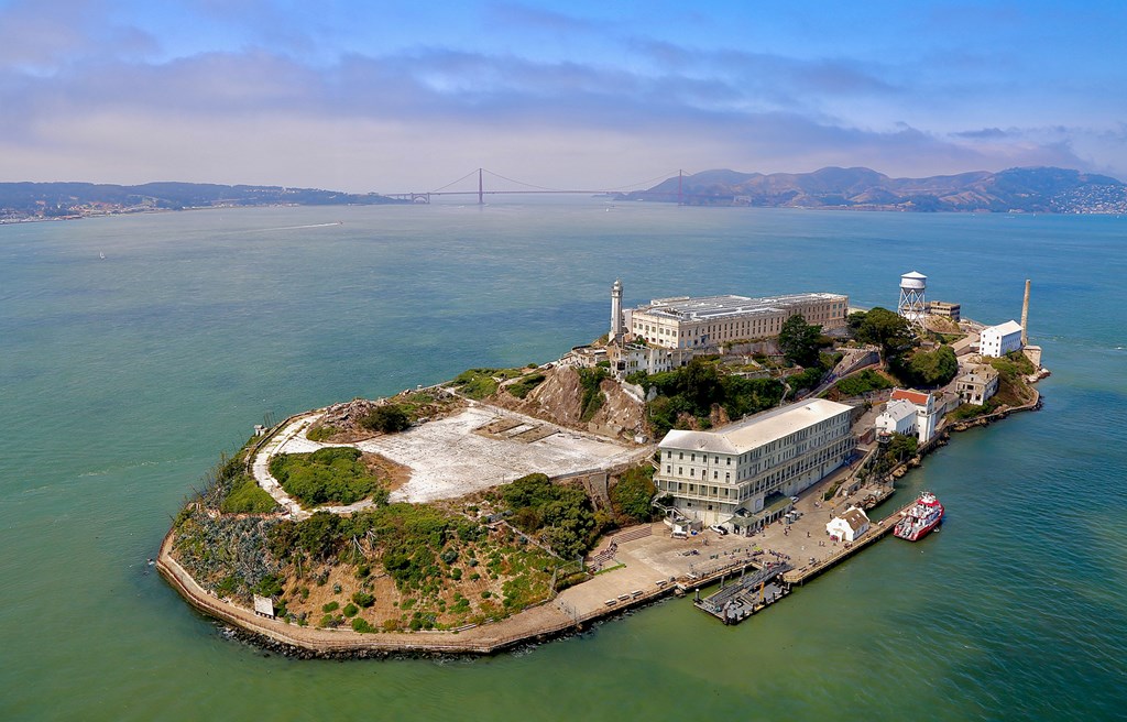 Aerial view of Alcatraz Island.