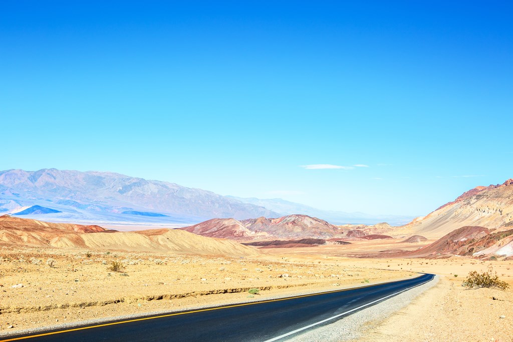 View from Artist's Drive,  a paved road meandering through the dessert and mountain landscape of Death Valley National Park.