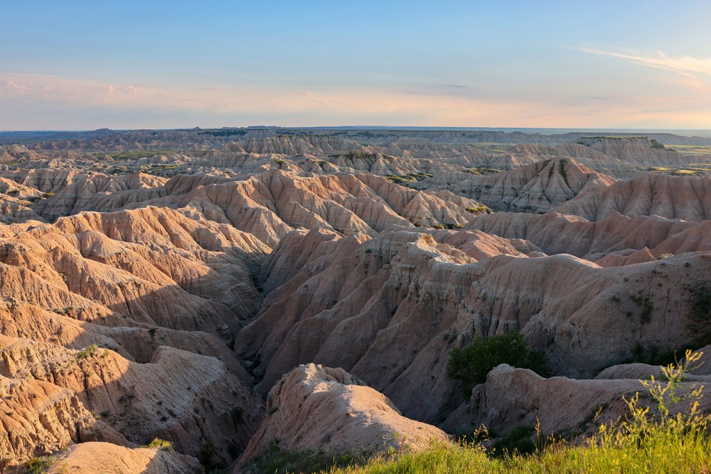 The scenery of Badlands National Park in summer, South Dakota.