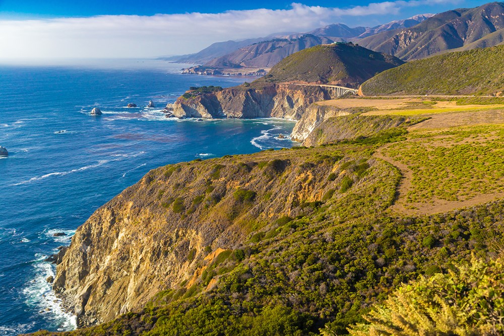 Ocean view near Bixby Creek Bridge in Big Sur, California, USA